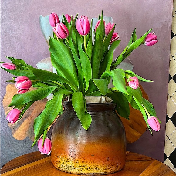 Antique Stoneware Crock Vase | Rustic Ombré Glaze | Primitive American Pottery - Picture 16 of 17